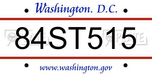 84ST515 District Of Columbia License Plate