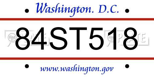 84ST518 District Of Columbia License Plate