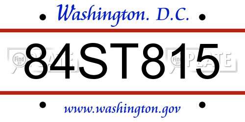 84ST815 District Of Columbia License Plate