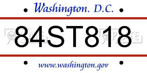 84ST818 District Of Columbia License Plate