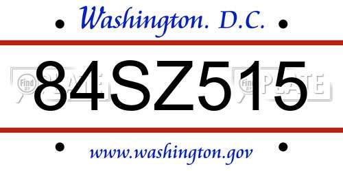 84SZ515 District Of Columbia License Plate