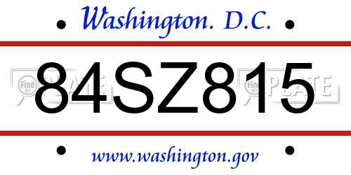 84SZ815 District Of Columbia License Plate