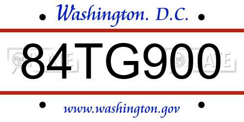 84TG900 District Of Columbia License Plate
