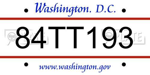 84TT193 District Of Columbia License Plate