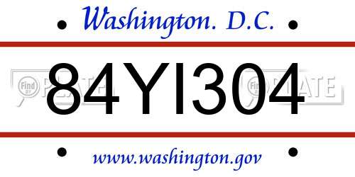 84YI304 District Of Columbia License Plate