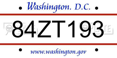 84ZT193 District Of Columbia License Plate