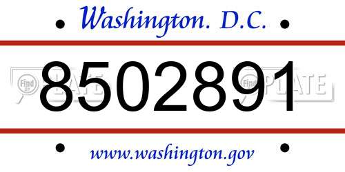8502891 District Of Columbia License Plate