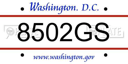 8502GS District Of Columbia License Plate
