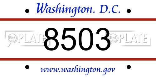 8503 District Of Columbia License Plate