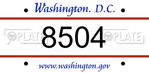 8504 District Of Columbia License Plate