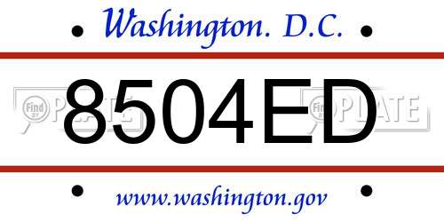 8504ED District Of Columbia License Plate