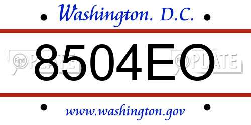 8504EO District Of Columbia License Plate