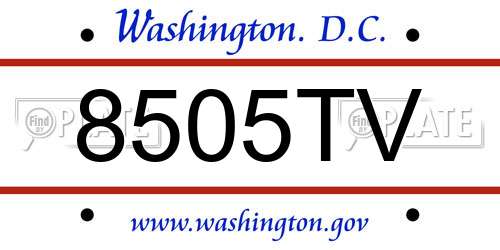 8505TV District Of Columbia License Plate