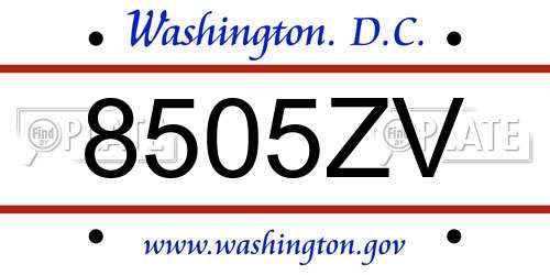 8505ZV District Of Columbia License Plate