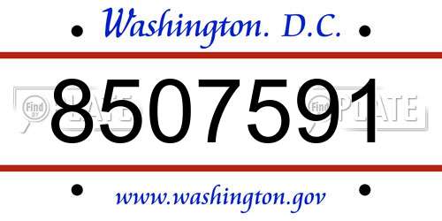 8507591 District Of Columbia License Plate