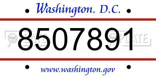 8507891 District Of Columbia License Plate