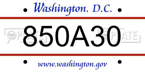 850A30 District Of Columbia License Plate