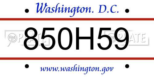 850H59 District Of Columbia License Plate