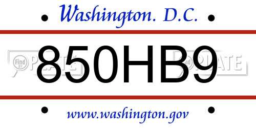 850HB9 District Of Columbia License Plate