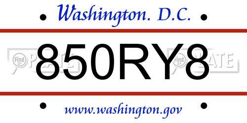 850RY8 District Of Columbia License Plate