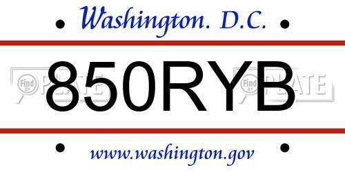 850RYB District Of Columbia License Plate