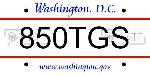 850TGS District Of Columbia License Plate