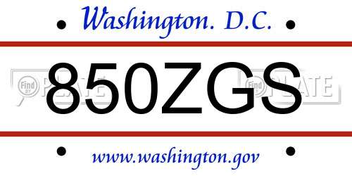 850ZGS District Of Columbia License Plate
