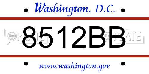 8512BB District Of Columbia License Plate