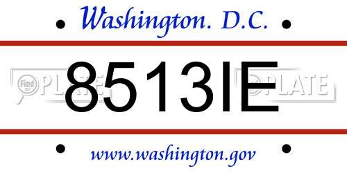 8513IE District Of Columbia License Plate
