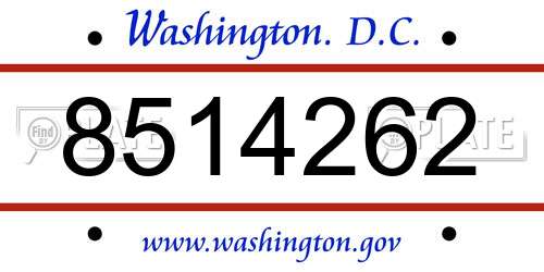 8514262 District Of Columbia License Plate