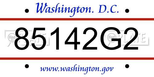 85142G2 District Of Columbia License Plate