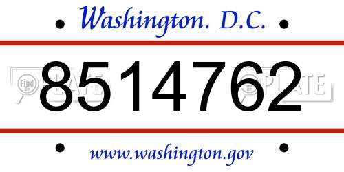 8514762 District Of Columbia License Plate