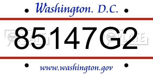 85147G2 District Of Columbia License Plate