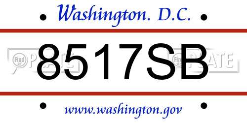 8517SB District Of Columbia License Plate