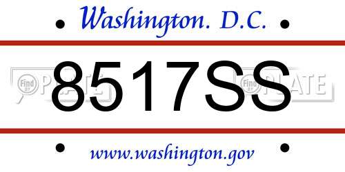 8517SS District Of Columbia License Plate