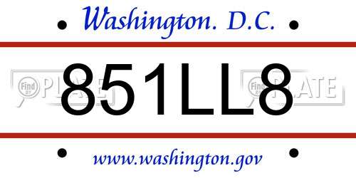 851LL8 District Of Columbia License Plate