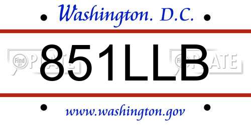 851LLB District Of Columbia License Plate