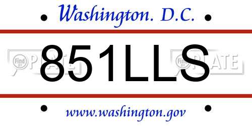 851LLS District Of Columbia License Plate