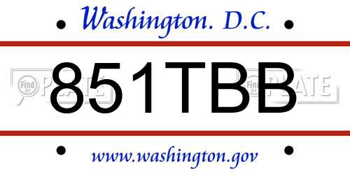 851TBB District Of Columbia License Plate
