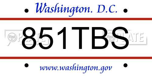 851TBS District Of Columbia License Plate
