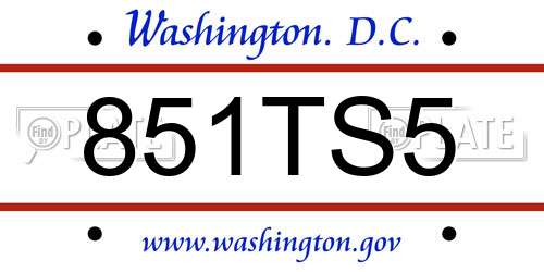 851TS5 District Of Columbia License Plate