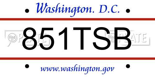 851TSB District Of Columbia License Plate