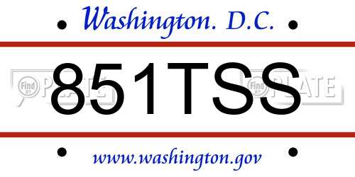 851TSS District Of Columbia License Plate