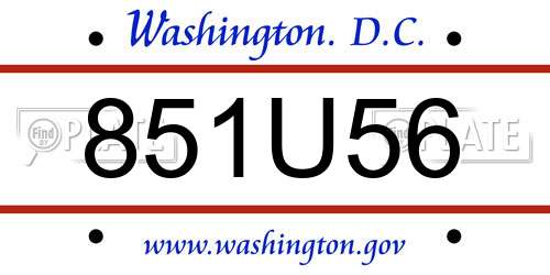 851U56 District Of Columbia License Plate