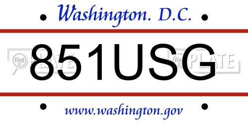 851USG District Of Columbia License Plate
