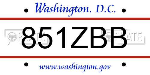 851ZBB District Of Columbia License Plate