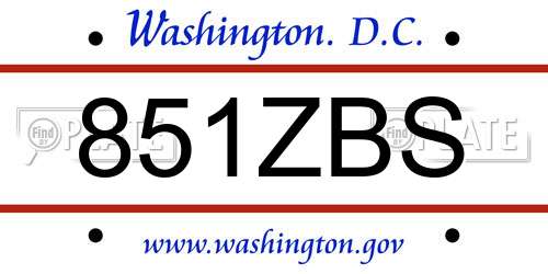 851ZBS District Of Columbia License Plate