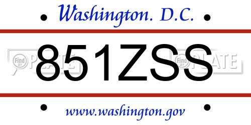 851ZSS District Of Columbia License Plate