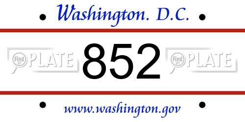 852 District Of Columbia License Plate