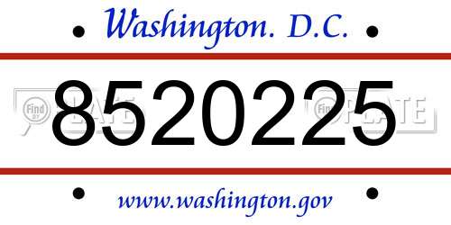 8520225 District Of Columbia License Plate